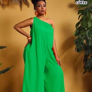 Green One-Shoulder Jumpsuit